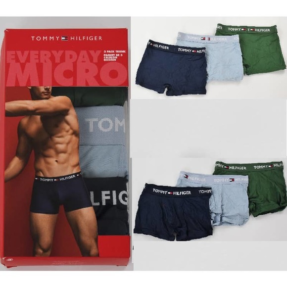 Men's Tommy Hilfiger Everyday Microfiber Boxer Trunk 3-Pack Underwear 09T3492 M - Picture 1 of 6